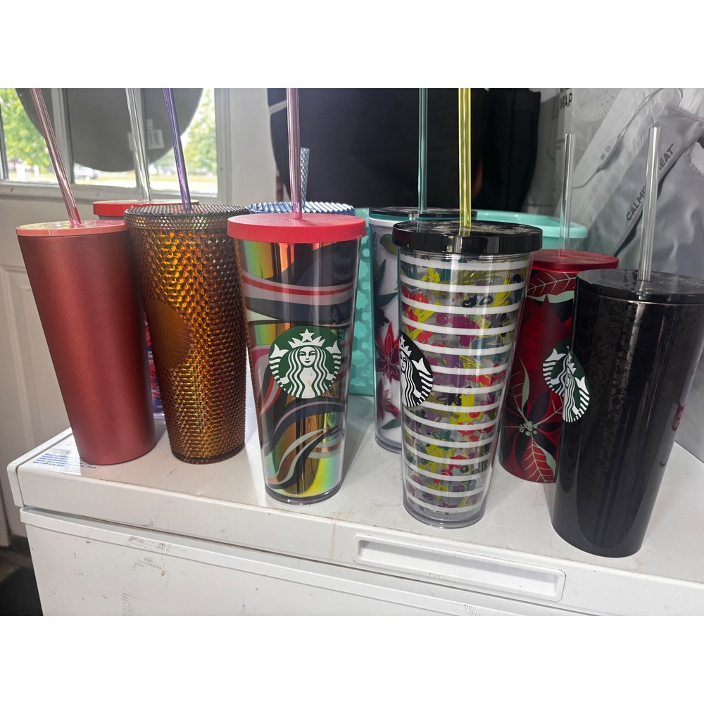 Starbucks Tumbler Lot 8pc Venti 24oz Cold Cups Studded Floral Siren Logo Mixed